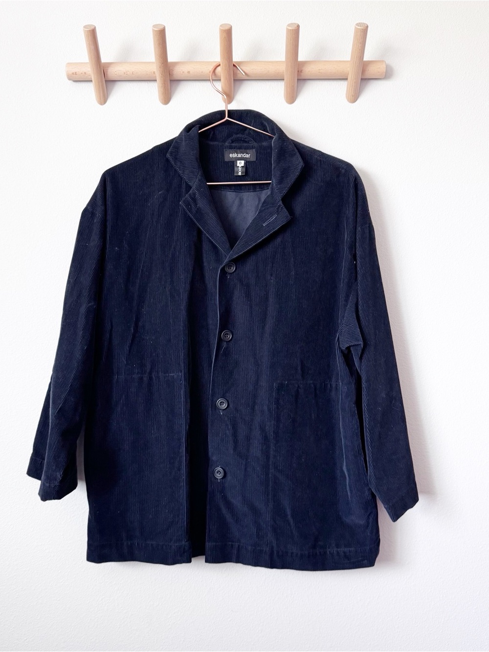 Eskandar Black Corduroy Button Jacket